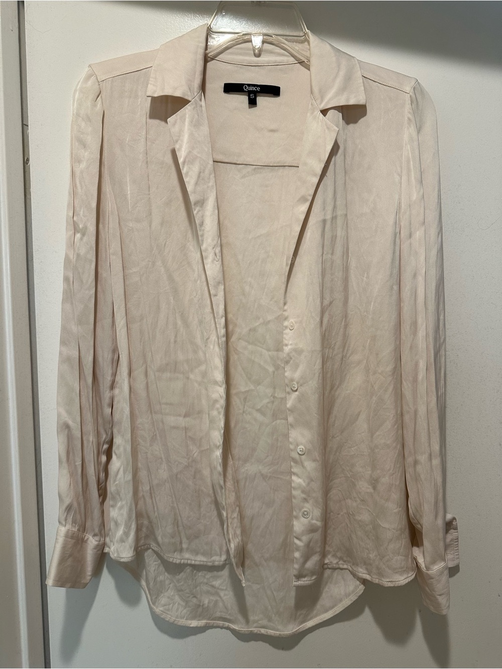 Quince Lightweight Cream Button-Down Shirt Size Small